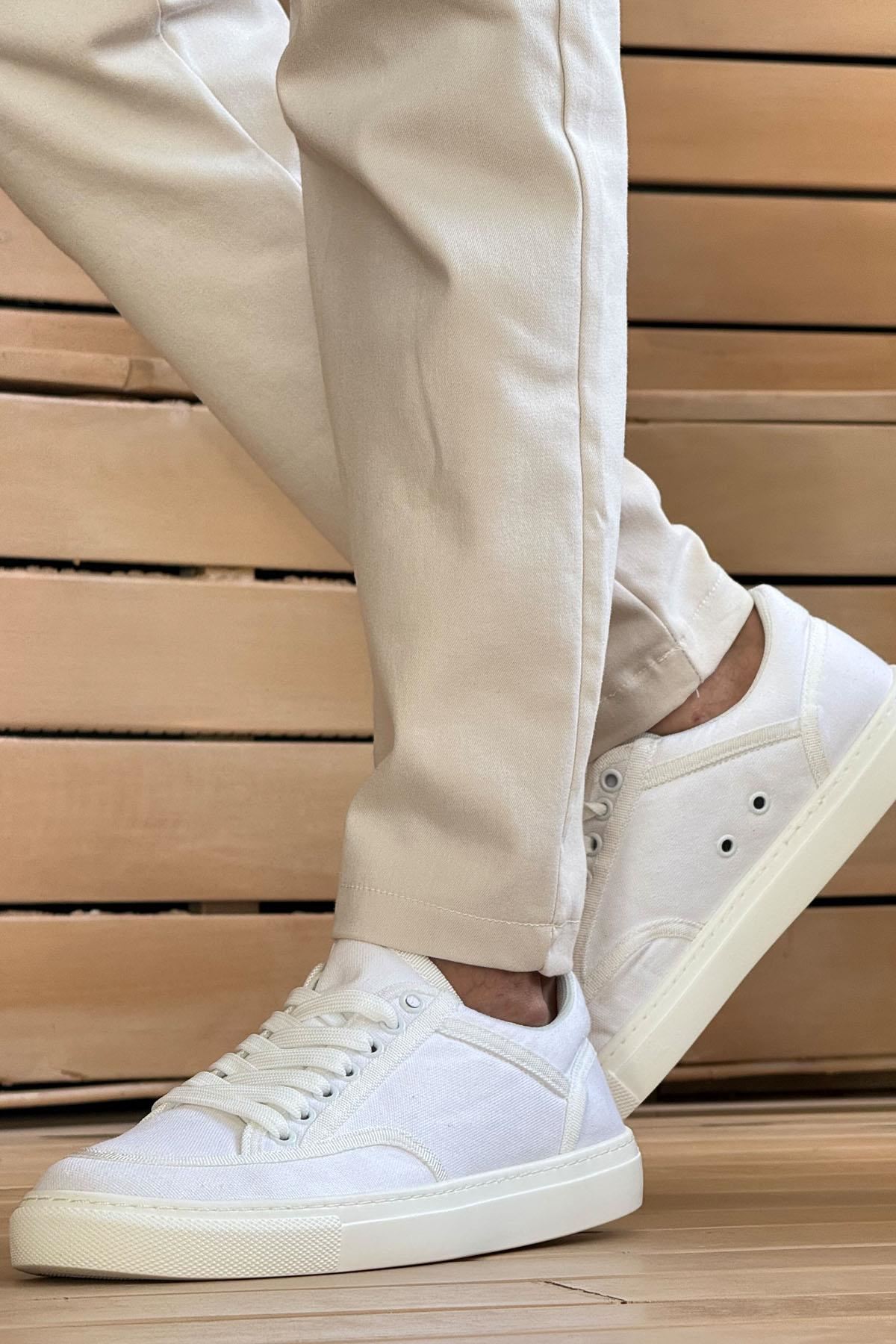 Chekich CH250 Günlük Erkek Ayakkabı BEYAZ Keten