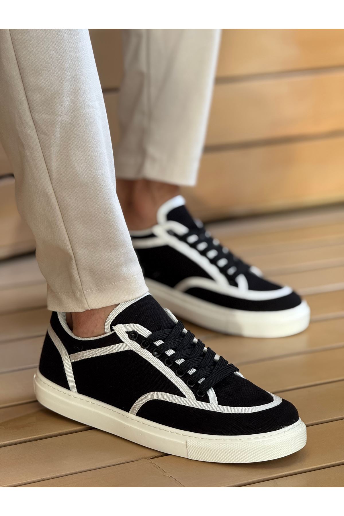 Chekich CH250 Günlük Erkek Ayakkabı SİYAH Keten