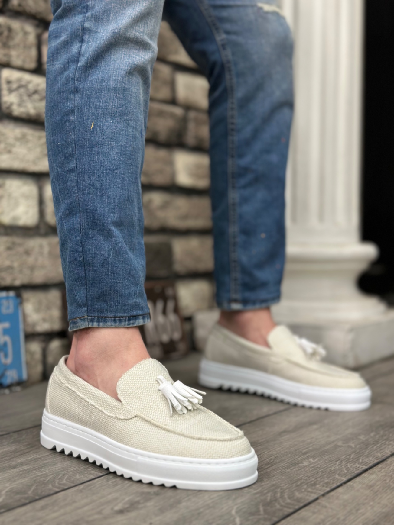 Boa BA0154 Erkek Günlük Ayakkabı Beyaz  Keten