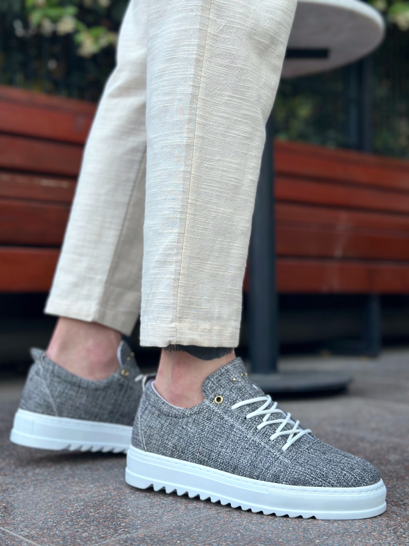 Boa BA0152 Erkek Günlük Ayakkabı Gri Keten