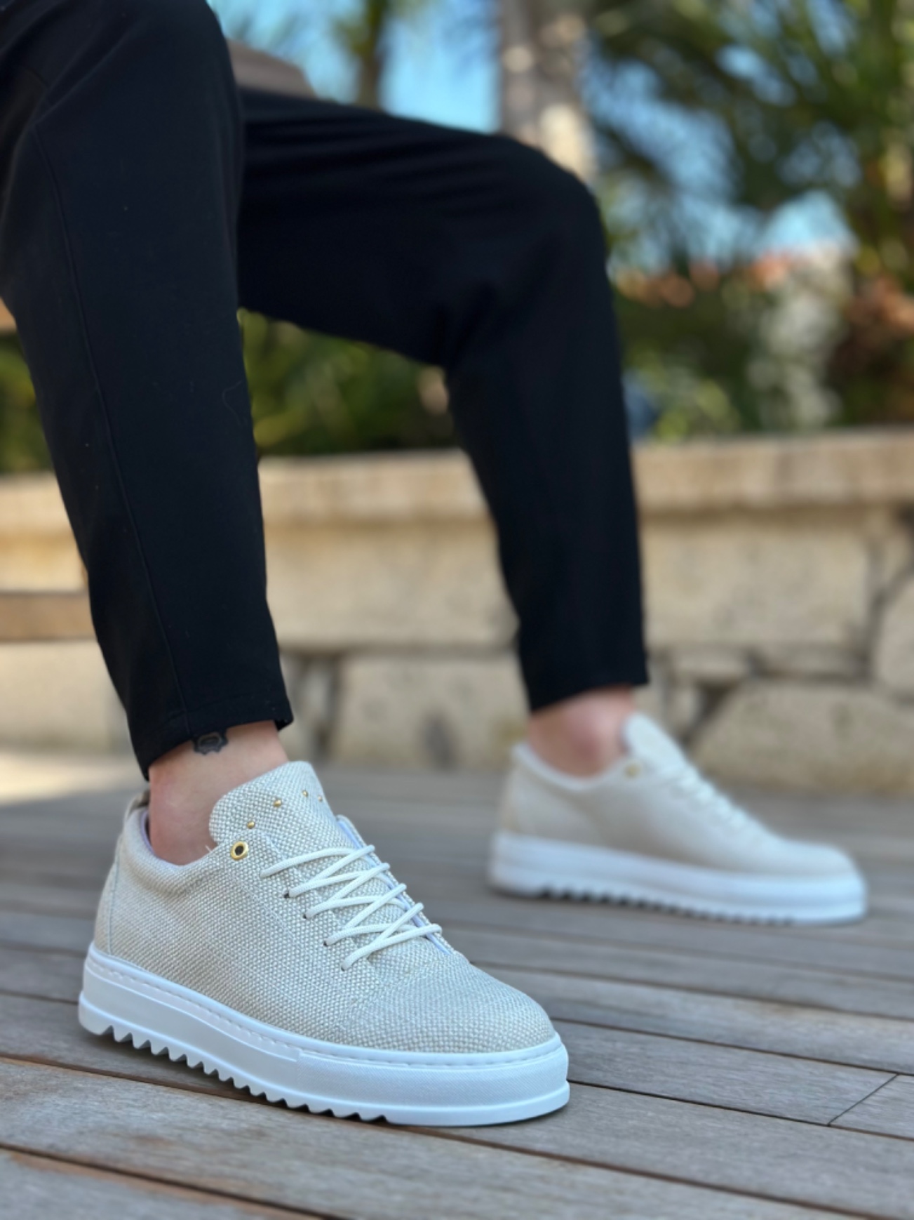 Boa BA0152 Erkek Günlük Ayakkabı Krem Keten