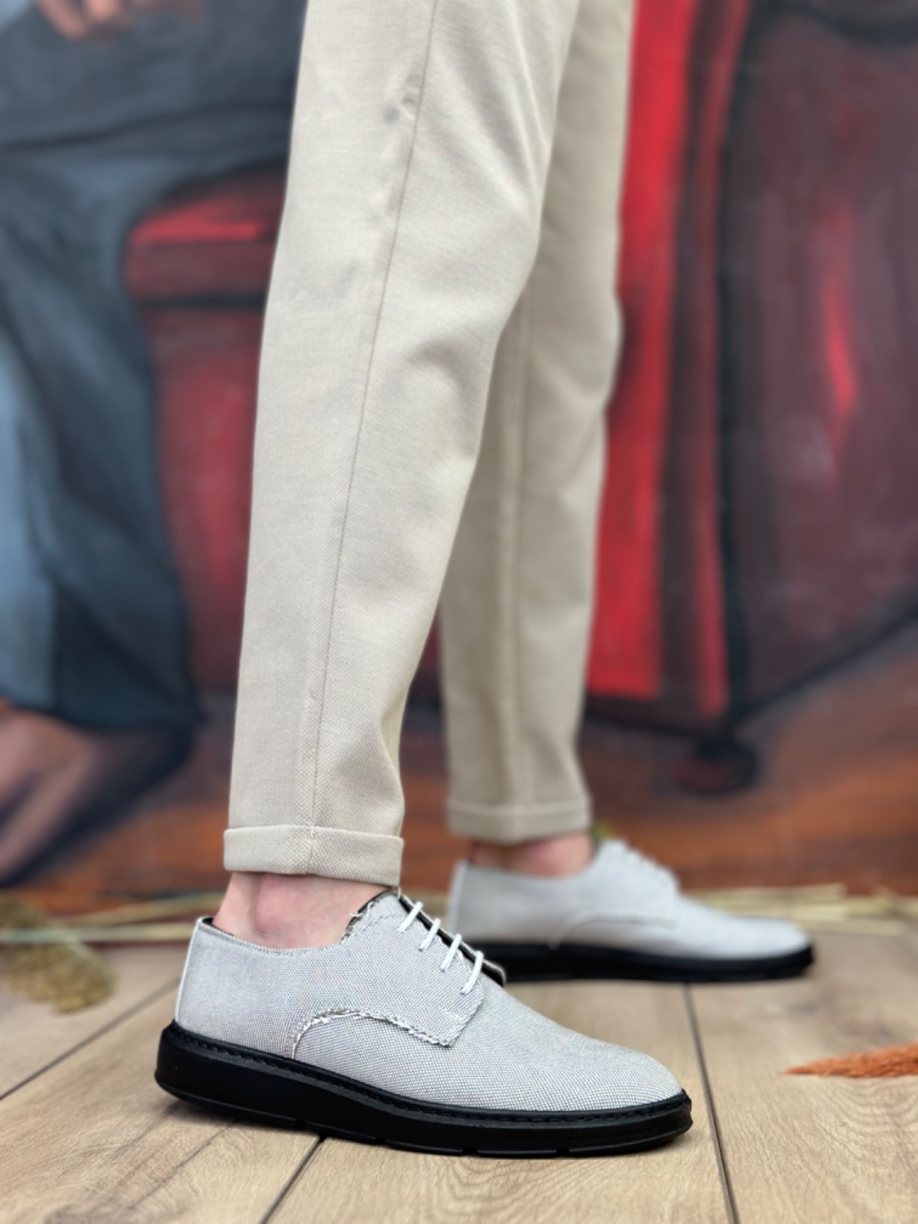 Boa BA0003 Erkek Günlük Ayakkabı GRİ Keten