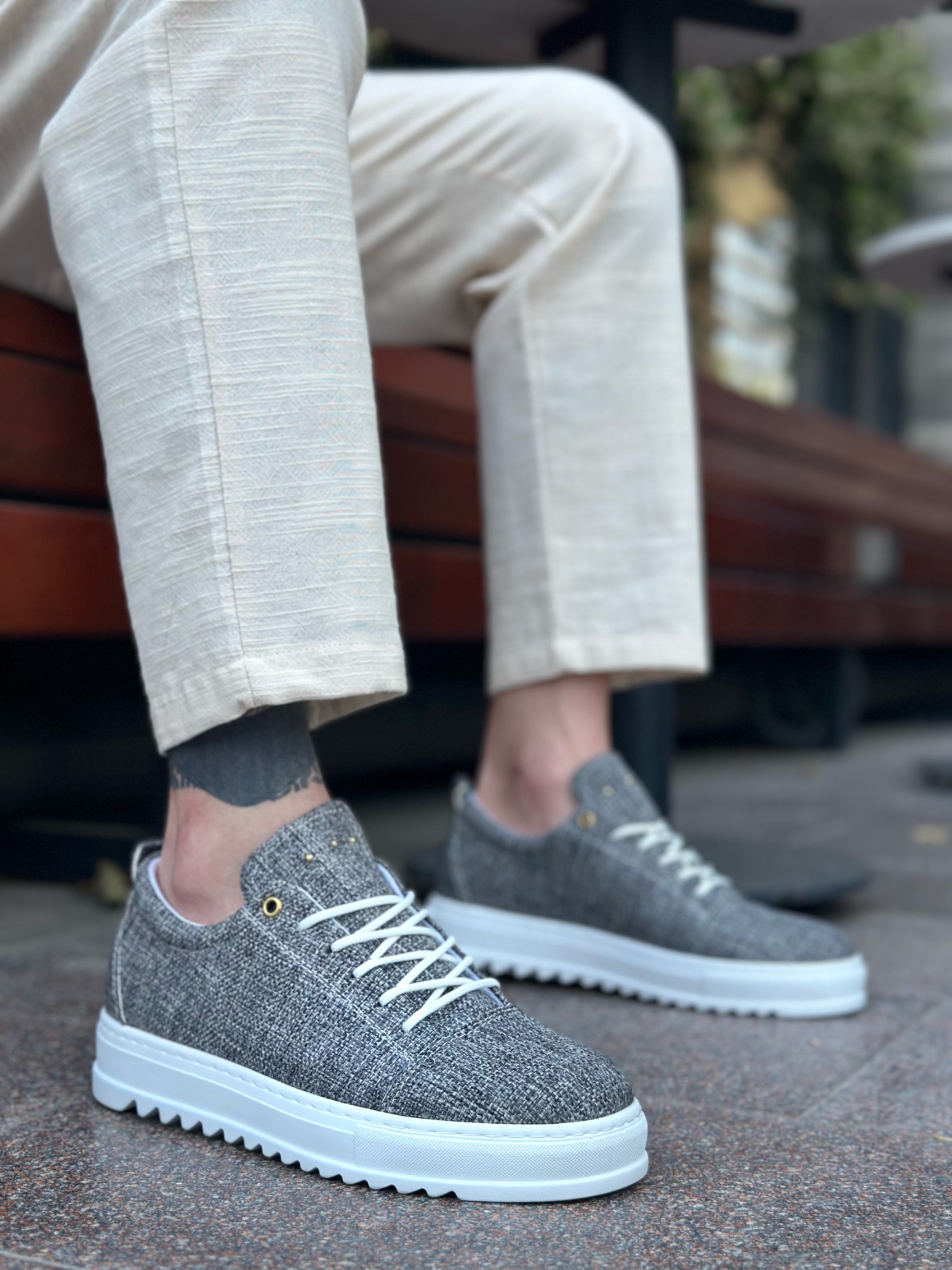 Boa BA0152 Erkek Günlük Ayakkabı Gri Keten