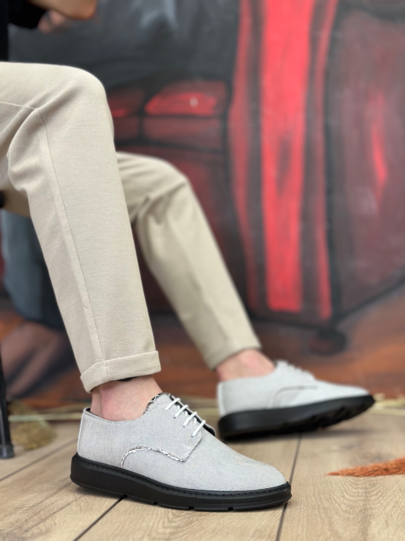 Boa BA0003 Erkek Günlük Ayakkabı GRİ Keten