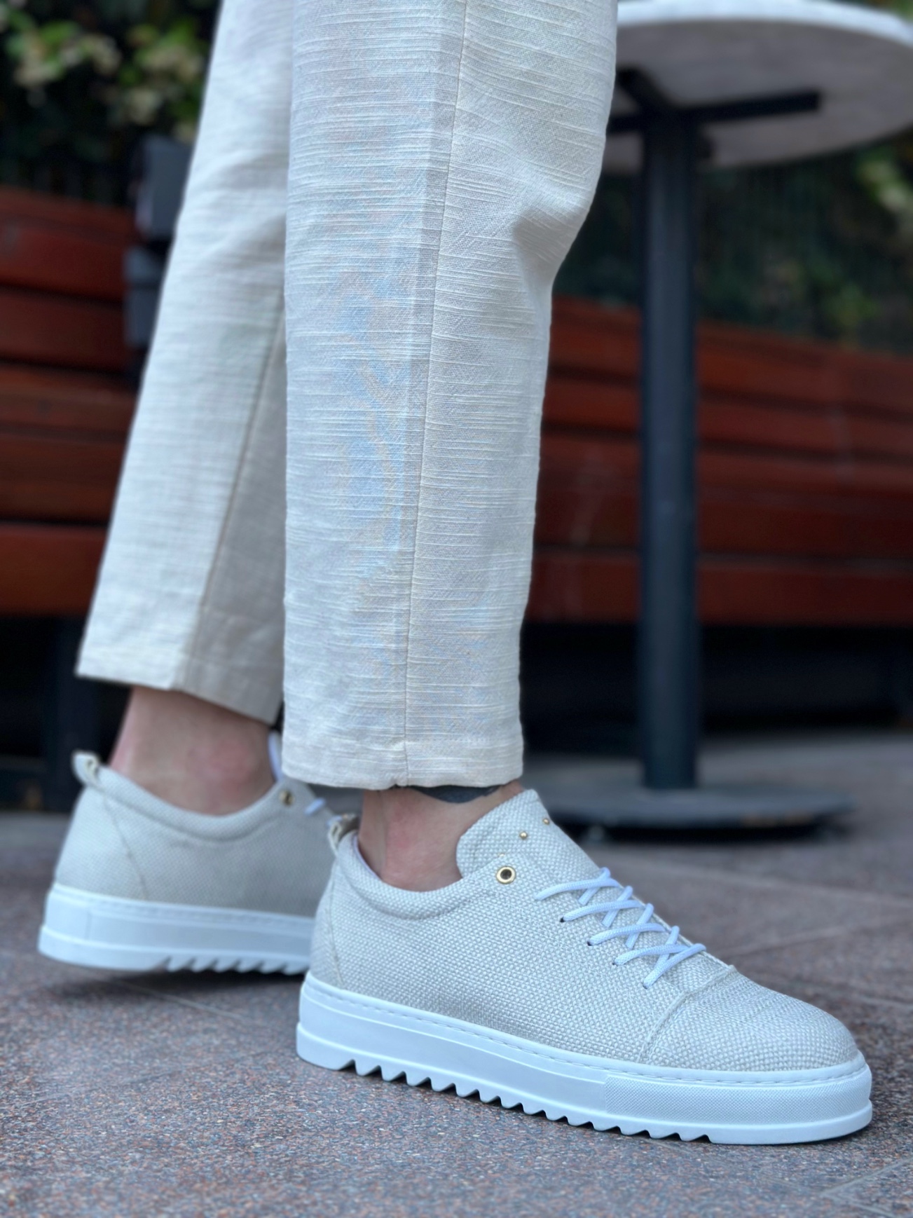 Boa BA0152 Erkek Günlük Ayakkabı Krem Keten