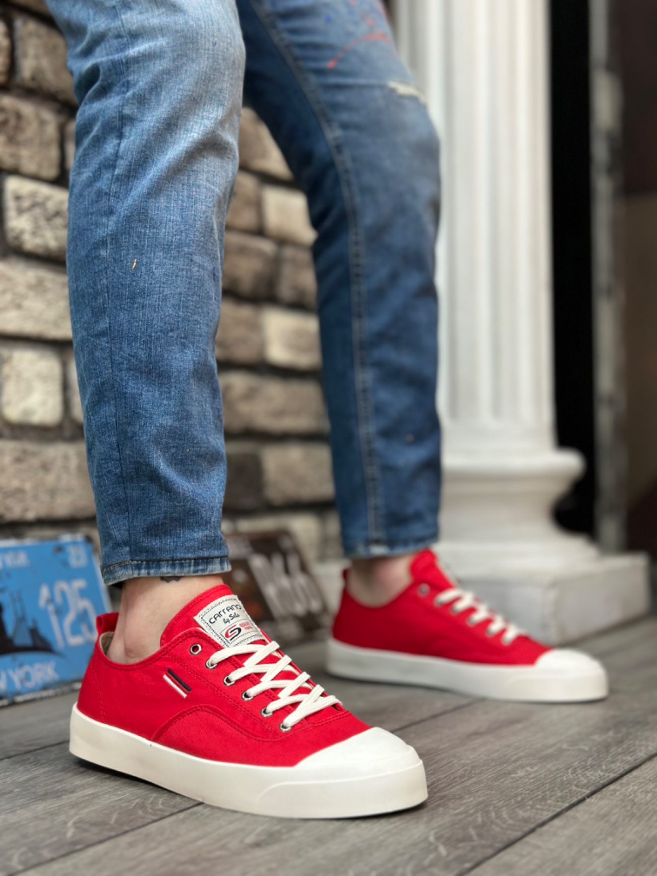 Boa BA0223 Erkek Günlük Ayakkabı Kırmızı Keten