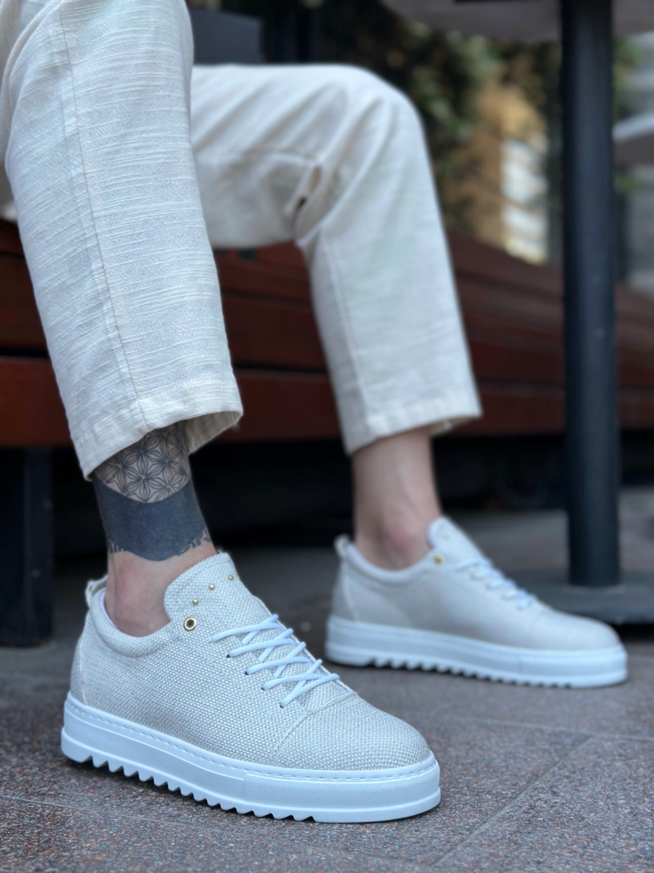 Boa BA0152 Erkek Günlük Ayakkabı Krem Keten