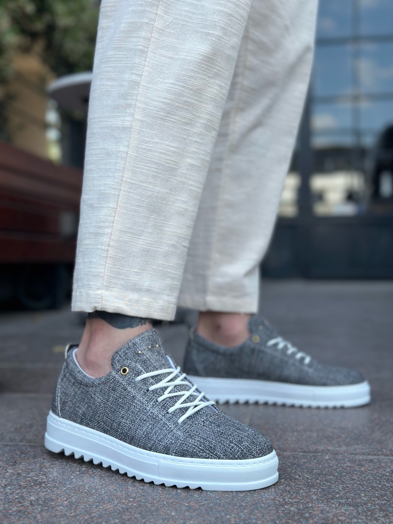 Boa BA0152 Erkek Günlük Ayakkabı Gri Keten