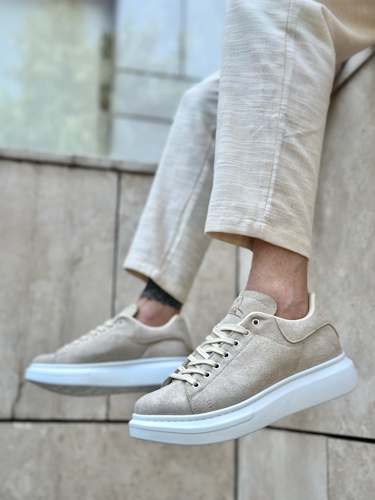 Boa BA0547 Erkek Günlük Ayakkabı Krem Süet