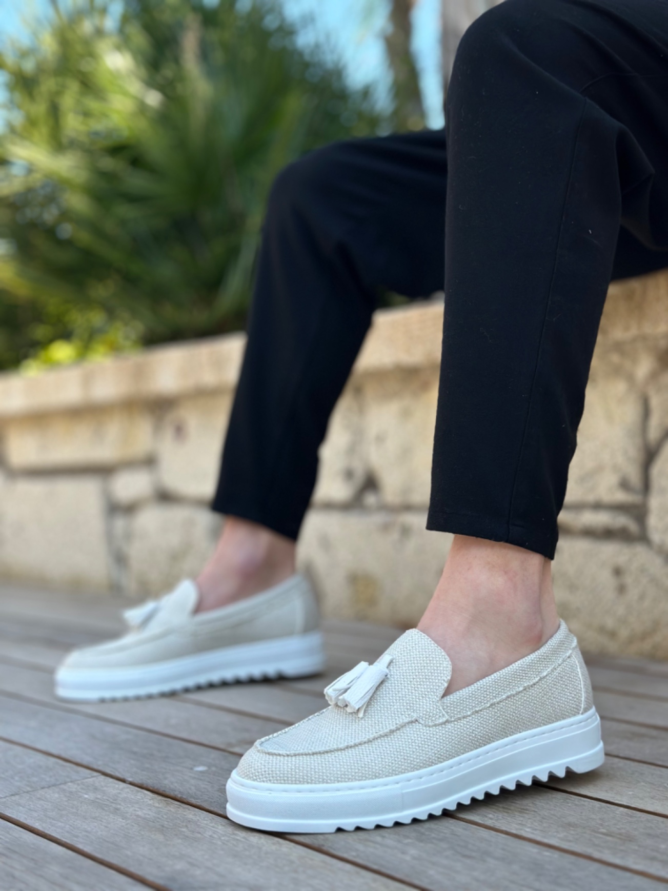 Boa BA0154 Erkek Günlük Ayakkabı Beyaz  Keten