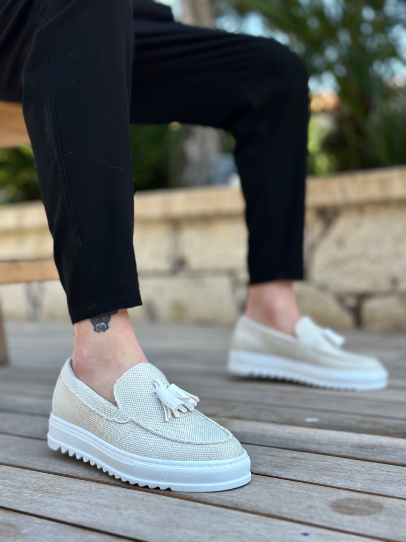 Boa BA0154 Erkek Günlük Ayakkabı Beyaz  Keten