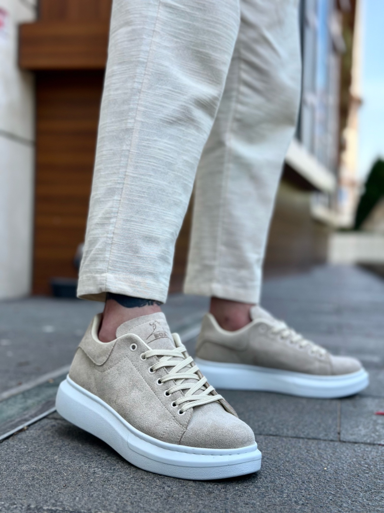 Boa BA0547 Erkek Günlük Ayakkabı Krem Süet