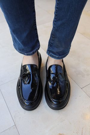 Solaress CH127 Erkek Rugan Loafer Siyah